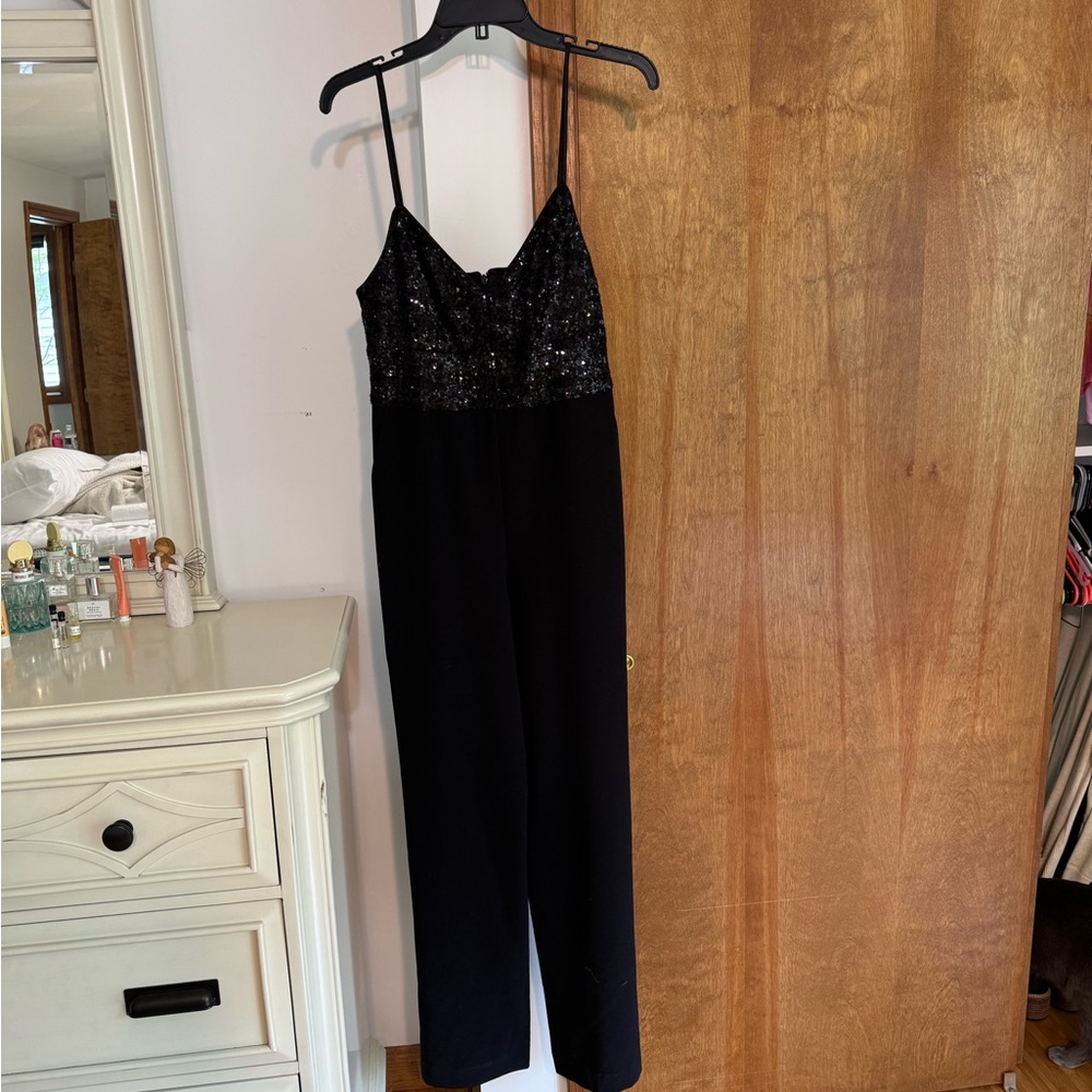 Eliza J Black Sequin Evening Jumpsuit